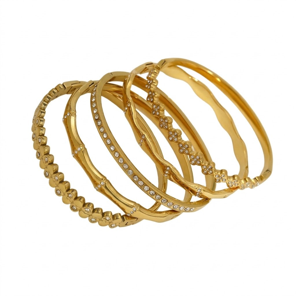 Wholesale 304 stainless steel gold bangle by Prismfire Jewelry for boutique resale