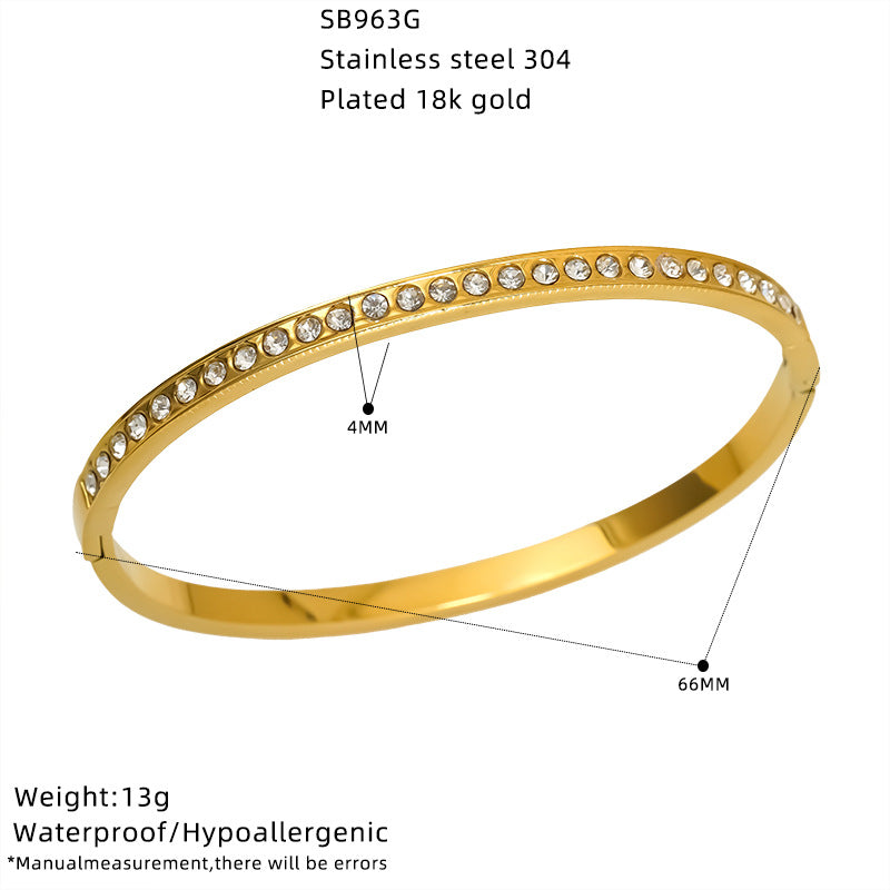 Wholesale 304 stainless steel gold bangle by Prismfire Jewelry for boutique resale