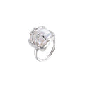 Unique S925 Sterling Silver Ring featuring a Natural Baroque Square Pearl in an Artistic Flowing Open Adjustable Band