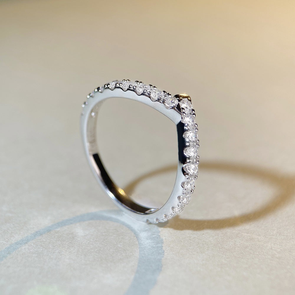 Elegant S925 Sterling Silver Ring featuring a Shimmering Circular Halo of Micro-Pave Zircon on a Solid Polished Band