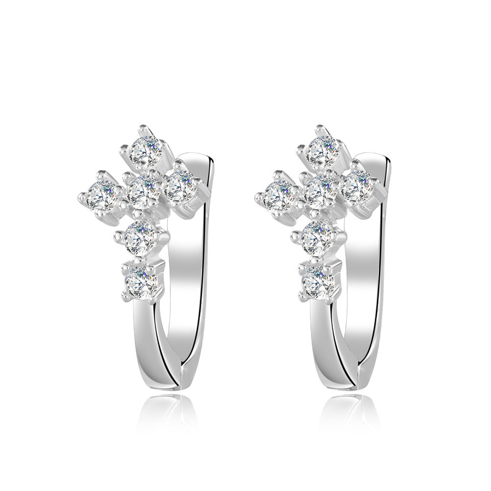 S925 silver cross stud earrings featuring a brilliant moissanite pave setting for a spiritual, elegant look