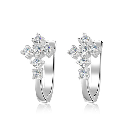 S925 silver cross stud earrings featuring a brilliant moissanite pave setting for a spiritual, elegant look