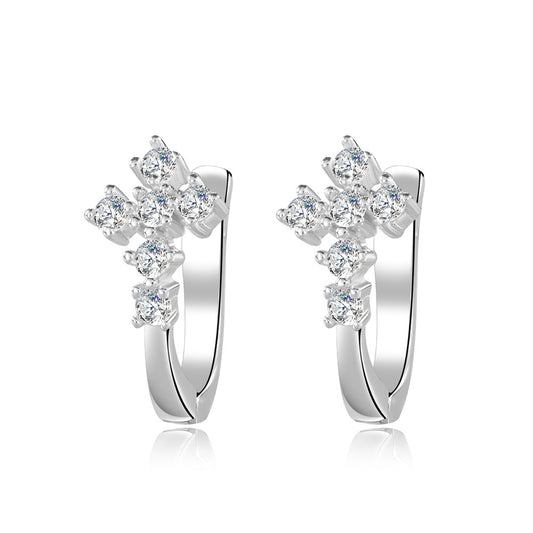 S925 silver cross stud earrings featuring a brilliant moissanite pave setting for a spiritual, elegant look
