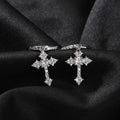 S925 silver cross stud earrings featuring sparkling zirconia pave, available in gold and silver finishe