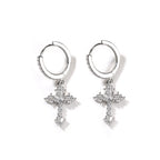 S925 silver cross stud earrings featuring sparkling zirconia pave, available in gold and silver finishes