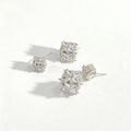 Minimalist S925 silver cube stud earrings featuring a sparkling central zirconia, available in gold and silver