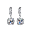 S925 sterling silver stud earrings featuring a brilliant round zirconia center with a sparkling halo pave border