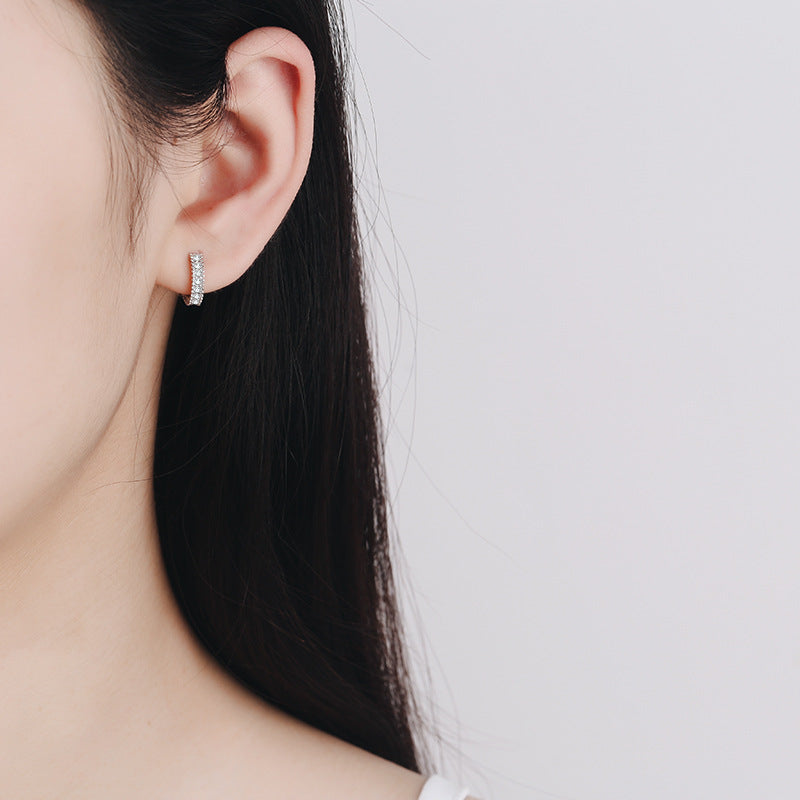 S925 silver halo hoop earrings featuring brilliant moissanite with GRA certification and a sparkling pave border