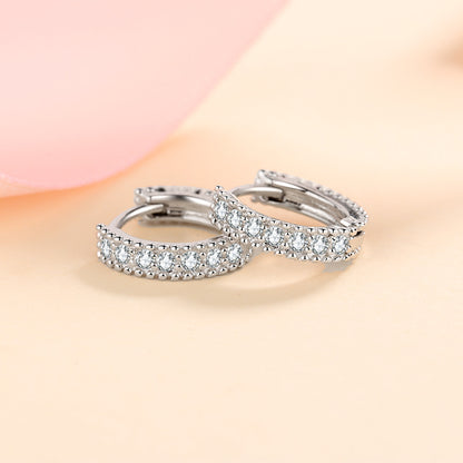 S925 silver halo hoop earrings featuring brilliant moissanite with GRA certification and a sparkling pave border
