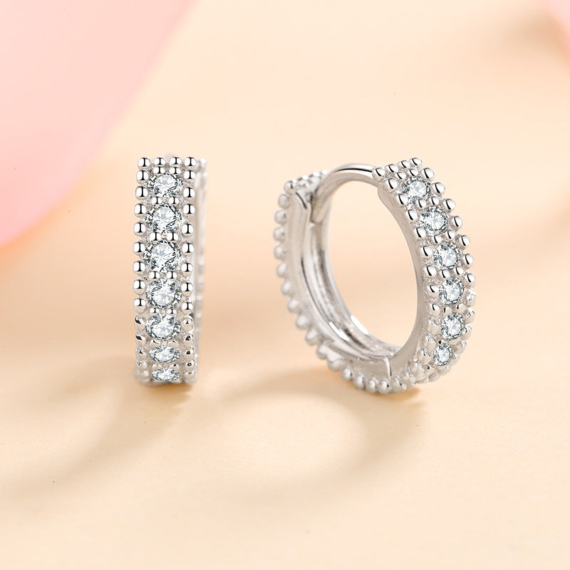 S925 silver halo hoop earrings featuring brilliant moissanite with GRA certification and a sparkling pave border
