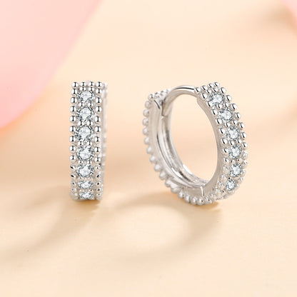 S925 silver halo hoop earrings featuring brilliant moissanite with GRA certification and a sparkling pave border