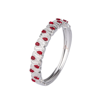Modern Silver Layered Geometric Cuff Bracelet with Sparkling Zircon Accents and Sleek Open Band Design
