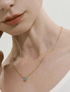 Turquoise four-leaf clover pendant cable chain necklace in 18k gold plated jewelry