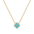 Turquoise four-leaf clover pendant cable chain necklace in 18k gold plated jewelry