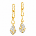 Waterproof stainless steel jewelry collection featuring hypoallergenic gold plated CZ pave teardrop long chain drop earrings with S925 posts