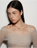 Waterproof stainless steel jewelry collection featuring 18k gold plated disc bead pave crystal tassel pendant necklace