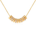 Waterproof stainless steel jewelry collection featuring 18k gold plated disc bead pave crystal tassel pendant necklace