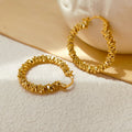 Waterproof stainless steel jewelry collection featuring hypoallergenic gold plated and silver glitter textured hoop earrings