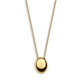 Waterproof stainless steel jewelry collection featuring hypoallergenic gold plated titanium steel smooth pebble pendant long necklace.