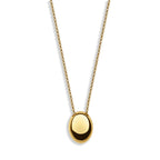 Waterproof stainless steel jewelry collection featuring hypoallergenic gold plated titanium steel smooth pebble pendant long necklace.