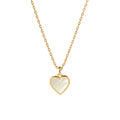 18k gold plated waterproof stainless steel jewelry white mother of pearl heart pendant cable chain necklace.