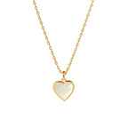 18k gold plated waterproof stainless steel jewelry white mother of pearl heart pendant cable chain necklace.