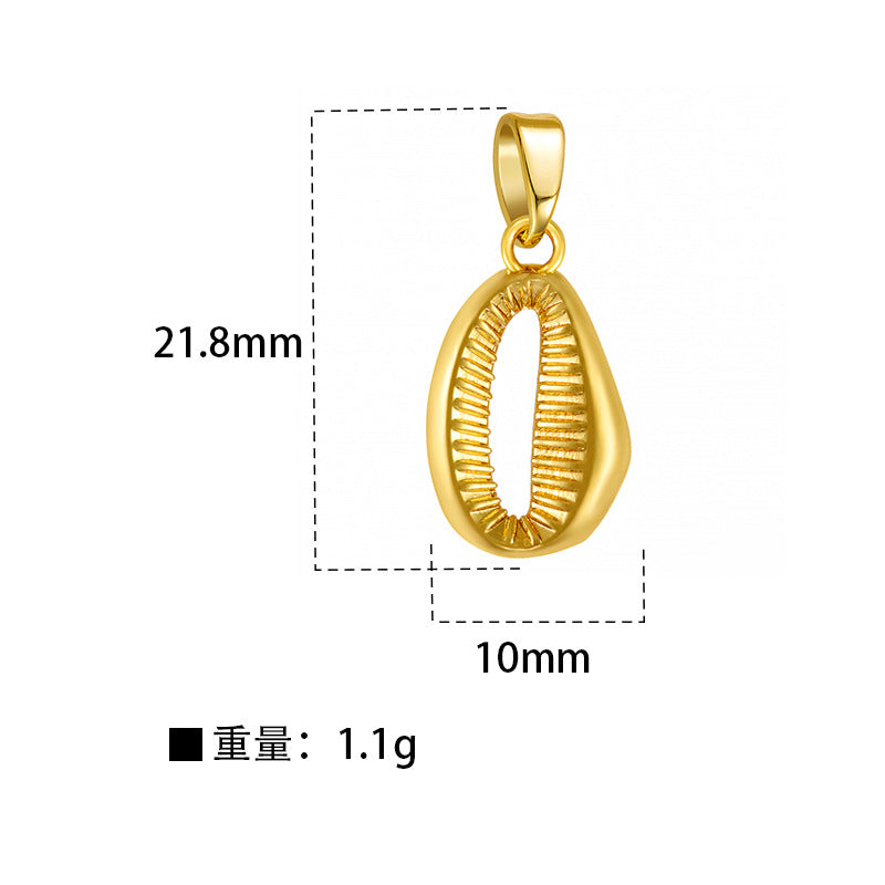 Wholesale stainless steel jewelry collection of gold cz ocean pendant charms featuring octopus, sea turtle, mermaid tail, and seashell designs.